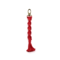 Portachiavi in corda di cotone macramè rosso fatto a mano con trama a spirale e gancio bronzo - 2*19cm / Rosso
