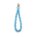 Sky blue hand-woven cotton keychain with bohemian spiral design and bronze lobster clasp - Light Blue