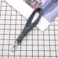 Handmade gray braided cotton rope wristlet keychain with silver metal lobster clasp - 2.5*18cm / Gray