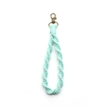 Handmade mint green braided cotton rope keychain with vintage lobster clasp - Light Green