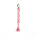 Portachiavi artigianale in corda di cotone rosa a spirale con moschettone in bronzo - 2*19cm / Rosa