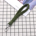 Army green braided cotton rope keychain wristlet with a silver metal lobster clasp - 2.5*18cm / Army Green