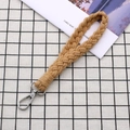 Handmade khaki cotton rope braided wristlet keychain with silver metal lobster clasp - 2.5*18cm / Brick Red