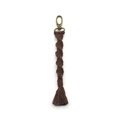 Handgefertigter Schlüsselanhänger aus dunkelbraunem Makramee-Garn mit Bronze-Verschluss - 2*19cm / Dunkelbraun