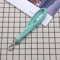 Minimalist hand-woven cotton wrist strap keychain in mint green with silver lobster clasp - 2.5*18cm / Light Blue