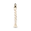 Handgefertigter cremeweißer Makramee-Schlüsselanhänger mit Baumwollseil und Bronzekarabiner - 2*19cm / Beige
