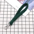 Handmade dark green braided cotton wristlet keychain strap with silver lobster clasp - 2.5*18cm / Dark Green
