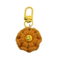 Handgefertigter gehäkelter Blumen-Schlüsselanhänger in Orange mit gelbem Smiley-Gesicht - 3.5*7cm / Khaki