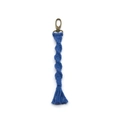 Handgefertigter leuchtend blauer Schlüsselanhänger aus Baumwolle mit Bronze-Karabinerhaken - 2*19cm / Dunkelblau