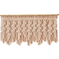 Böhmischer handgewebter Baumwollvorhang mit geometrischen Blattmustern und Holzstabdekor - Kleine Größe 110x55cm / Ohne Stab