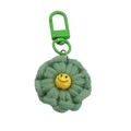 Handgefertigter Schlüsselanhänger mit gewebtem Gänseblümchen und gelbem Smiley-Gesicht - 3.5*7cm / Armeegrün