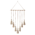 Arazzo da parete nordico fatto a mano con nappe in macramè su un palo in legno naturale - Stile con Nappine Pendenti (A 款)