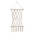 Arazzo in macramé intrecciato a mano in stile nordico con barre di legno e frange color crema - Stile Griglia (B)
