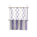 Böhmisches handgewebtes Baumwoll-Spielzeugnetz in Lila und Beige mit Quasten - 55*60cm / Hellviolett