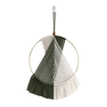 Bohemian woven wall hanging with olive green tassels and geometric circle frame - 42*25cm / Army Green