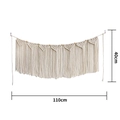Handgewebter Boho Wandbehang mit Holzperlen und Fransen, Größe 110x40cm, cremefarbene Baumwolle - Beige / 110*40cm