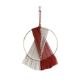 Bohemian wall hanging with hand-woven cream and rust red cotton tassels on metal ring - 42*25cm / Burgundy