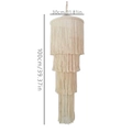 Dettaglio del paralume boho intrecciato con misure 30x100cm e nappe a più livelli - Stile D Quattro Strati di Nappine / Beige