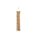 Arazzo in cotone fatto a mano con foglie intrecciate e palo in legno naturale boho - Marrone