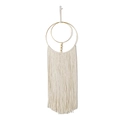 Bohemian woven dream catcher wall hanging with golden metal rings and beige cotton tassels - Radial Single Ring Tassel Style (Type B) / 100x30cm