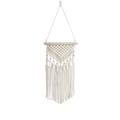 Handmade boho macrame wall hanging with off-white cotton rope tassels and wood stick - Beige (Style A)