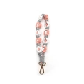 Handmade woven flower keychain with pink and white petals and golden metal lobster clasp - Pink/White/Gray (Style E)