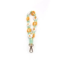 Handmade woven keychain wristlet with mint green, orange and white daisy flowers - Orange/Mint Green/White (Style F)