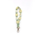 Handmade macrame flower wrist strap with green and white floral pattern and gold clasp - Light Green/White/Yellow (Style G)
