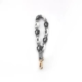 Handmade woven flower keychain with grey and white daisy patterns and gold lobster clasp - Dark Gray/Light Gray/White (Style H)