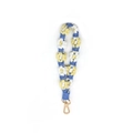 Handmade crochet flower keychain strap in blue, white, and yellow with gold clasp - Blue/White/Yellow (Style I)