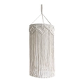 Abat-jour en macramé fait main avec franges bohèmes et motifs tissés en coton blanc cassé - Lettre A / Blanc Crème Style 1