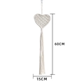 Decorazione da parete a cuore intrecciata bianca con frange, arazzo cotone 15x60cm - Bianco Sporco