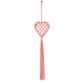 Arazzo intrecciato rosa a forma di cuore con frange per decorazione murale nordica - Rosa
