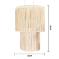 Paralume in macramè boho intrecciato a mano con nappe bianco crema, misura 30x50cm - Stile C Doppio Strato di Nappine / Beige