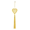 Decorazione da parete a cuore in macramè giallo fatto a mano con lunghe nappe - Giallo