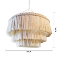 Paralume bohémien a tre strati intrecciato a mano con nappe in corda di cotone panna - Stile B Triplo Strato di Nappine Con Pettine / Beige