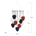 Boho woven wall hanging with navy, white, and red leaf design on wooden stick - Navy Blue / 40*90cm