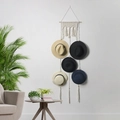 Portacappelli macramè fatto a mano per 5 cappelli in corda di cotone bianca - Stile Z198A (40*150cm) / Beige con Clip