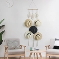 Organizer per cappelli boho intrecciato a mano con corde di cotone e perline di legno - Stile Z198B (40*150cm) / Beige con Clip