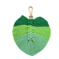 Handmade green gradient macrame leaf keychain with gold lobster clasp Bohemian style accessory - Army Green Fruit Green Light Green