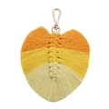 Portachiavi a foglia macramè con frange sfumate arancio e giallo e gancio dorato - Giallo Dorato Giallo Giallo Chiaro