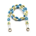 Cordino margherita intrecciato a mano in blu e bianco con anelli in metallo dorato - Celeste