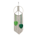Handmade macrame wall hanging with peace sign circle and decorative green leaves - 30x100cm / Peace Sign Style (Style A)