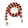 Handmade macrame daisy flower strap in brick red and beige with gold metal rings - Brick Red