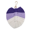 Portachiavi a foglia in macramè fatto a mano con frange in cotone sfumato viola - Viola Melanzana Viola Chiaro Bianco