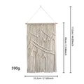 Handmade cream macrame wall hanging with mountain tree pattern and size specs - 55*112 / Off White
