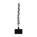 Handgemaakt zwart wit en grijs gevlochten telefoonkoord met een gouden metalen sluiting - 27cm*6.5cm / Zwart Wit Grijs (B)