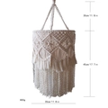 Pantalla de lámpara de macramé hecha a mano blanco crema con tejido geométrico y borlas - Estilo de Nudo Plano z336D (z336D)