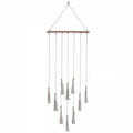 Decorazione da parete boho in macramè fatta a mano con perle in legno e nappe - 40*95cm (Con 30 Clip) / Bianco Sporco