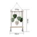 Nordic woven wall shelf with green and white macrame leaves and wood base - 39*66cm / Forest Green Style (Style A)